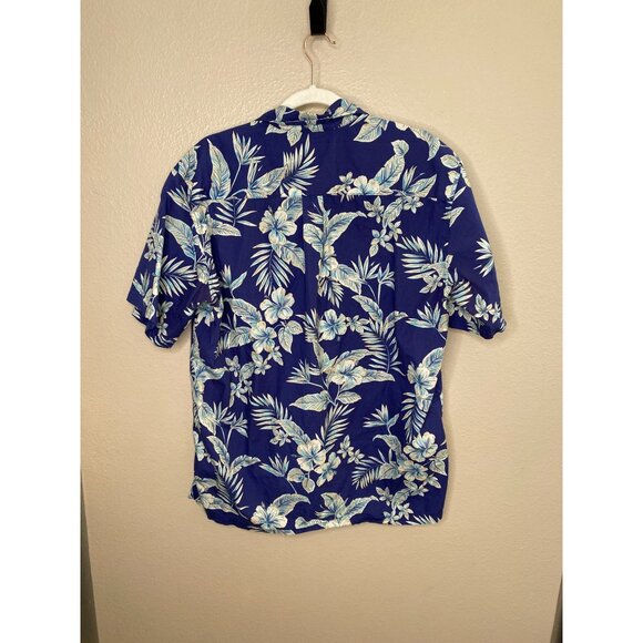 Cooke Street Hawaiian Islands Blue Floral Button-Up Shirt Short‎ Sleeve Mens L - Picture 2 of 6